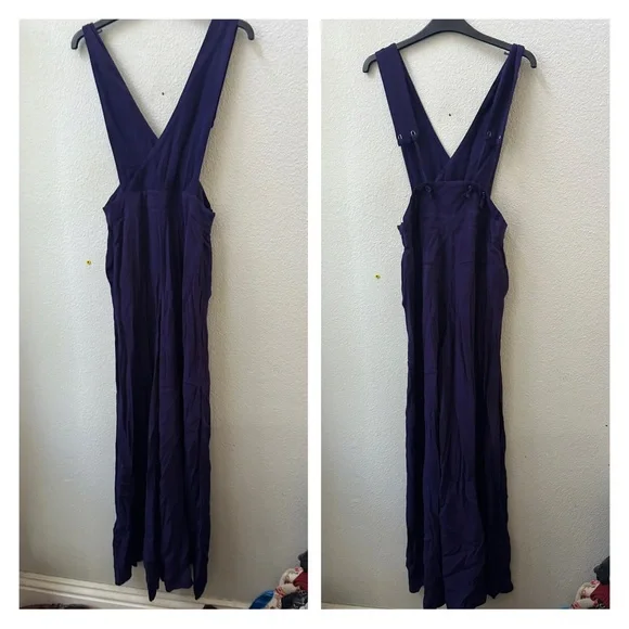 Anthropologie Apron Wide-Leg purple Jumpsuit by Maeve womens 4 - Picture 5 of 6